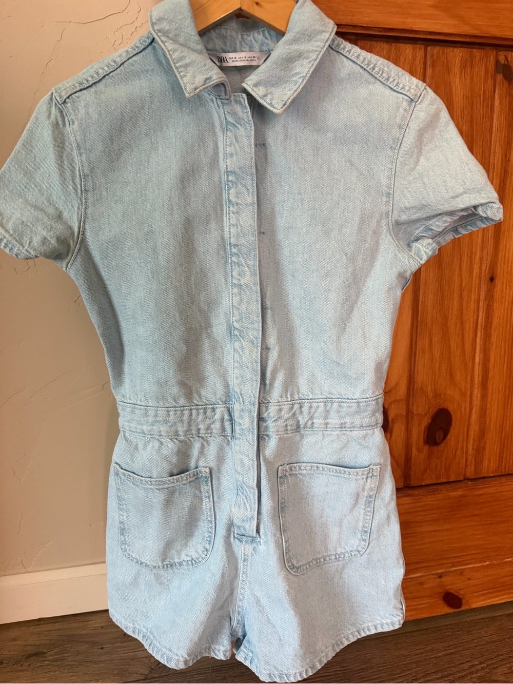 Zara Light Wash Denim Romper | Size Small | Like New